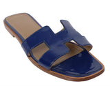 Hermes Royal Blue Patent Leather Oran Sandals 36