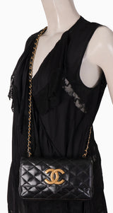 Chanel Vintage Black Quilted Coco Shoulder Bag