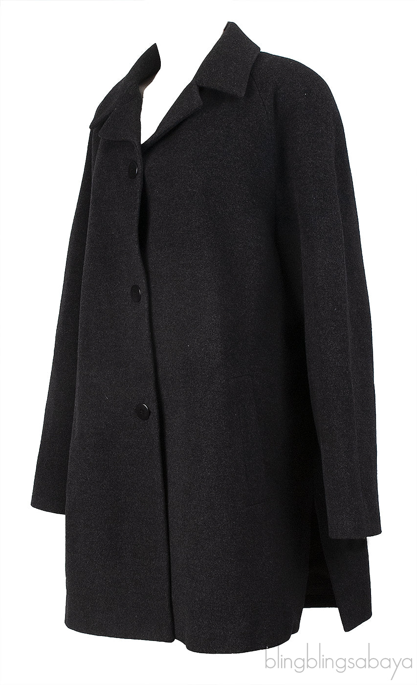 Burberry Charcoal Grey Wool Vintage Coat