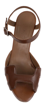 Hermes Premiere Brown Leather Sandals 37