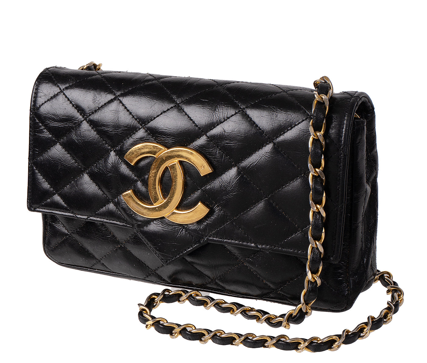 Chanel Vintage Black Quilted Coco Shoulder Bag