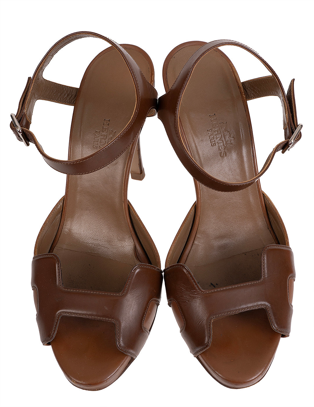 Hermes Premiere Brown Leather Sandals 37