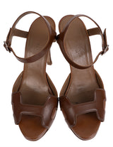 Hermes Premiere Brown Leather Sandals 37