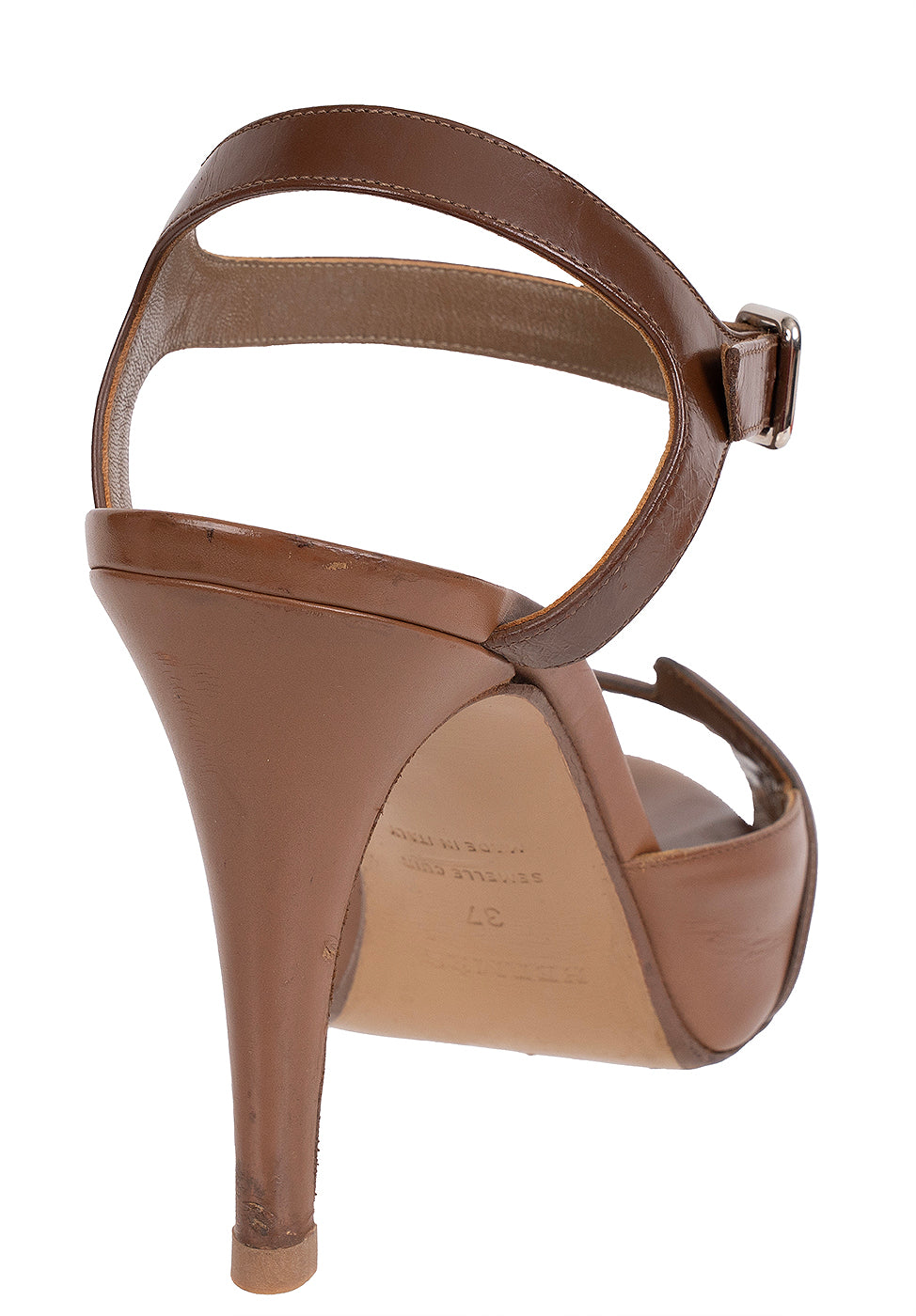 Hermes Premiere Brown Leather Sandals 37