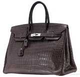Birkin 35 Brown Matte Porosus PHW