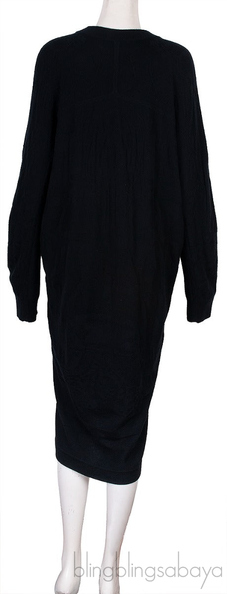 Printed Silk & Black Wool Dress