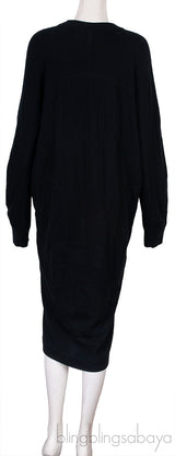 Printed Silk & Black Wool Dress