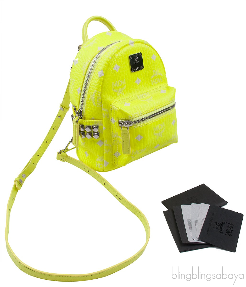 Neon Green Printed Mini Backpack