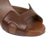 Hermes Premiere Brown Leather Sandals 37