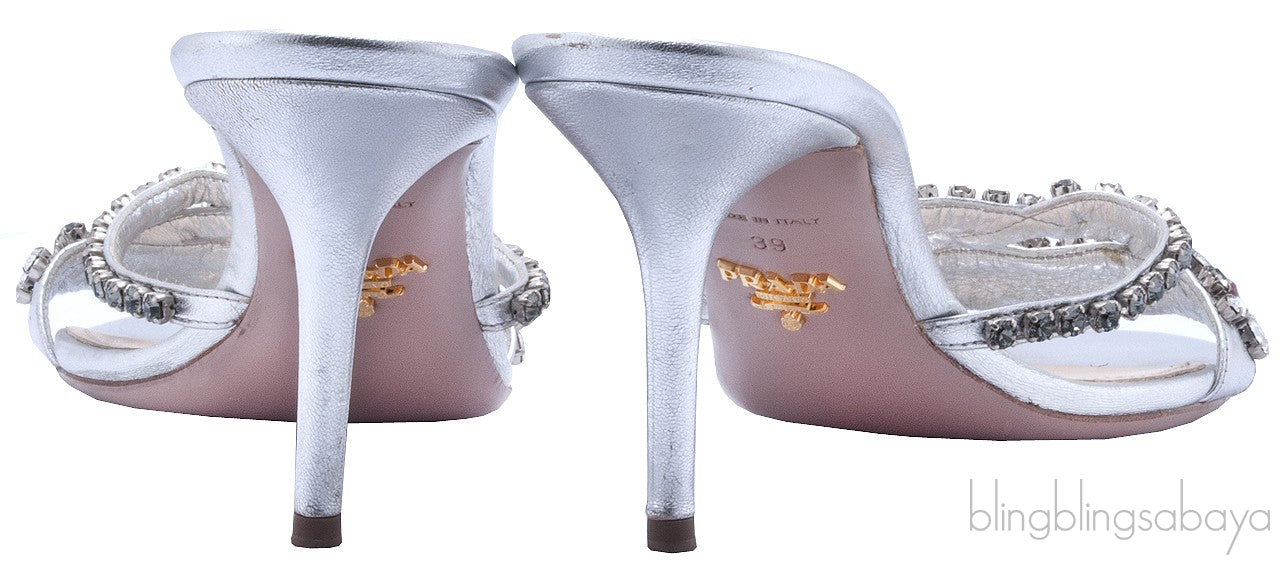 Jewel Embellished Silver Sandals
