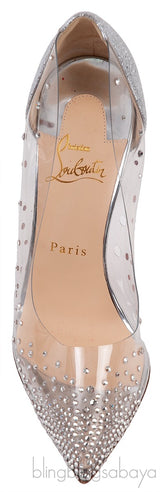Silver PVC Crystal Heels