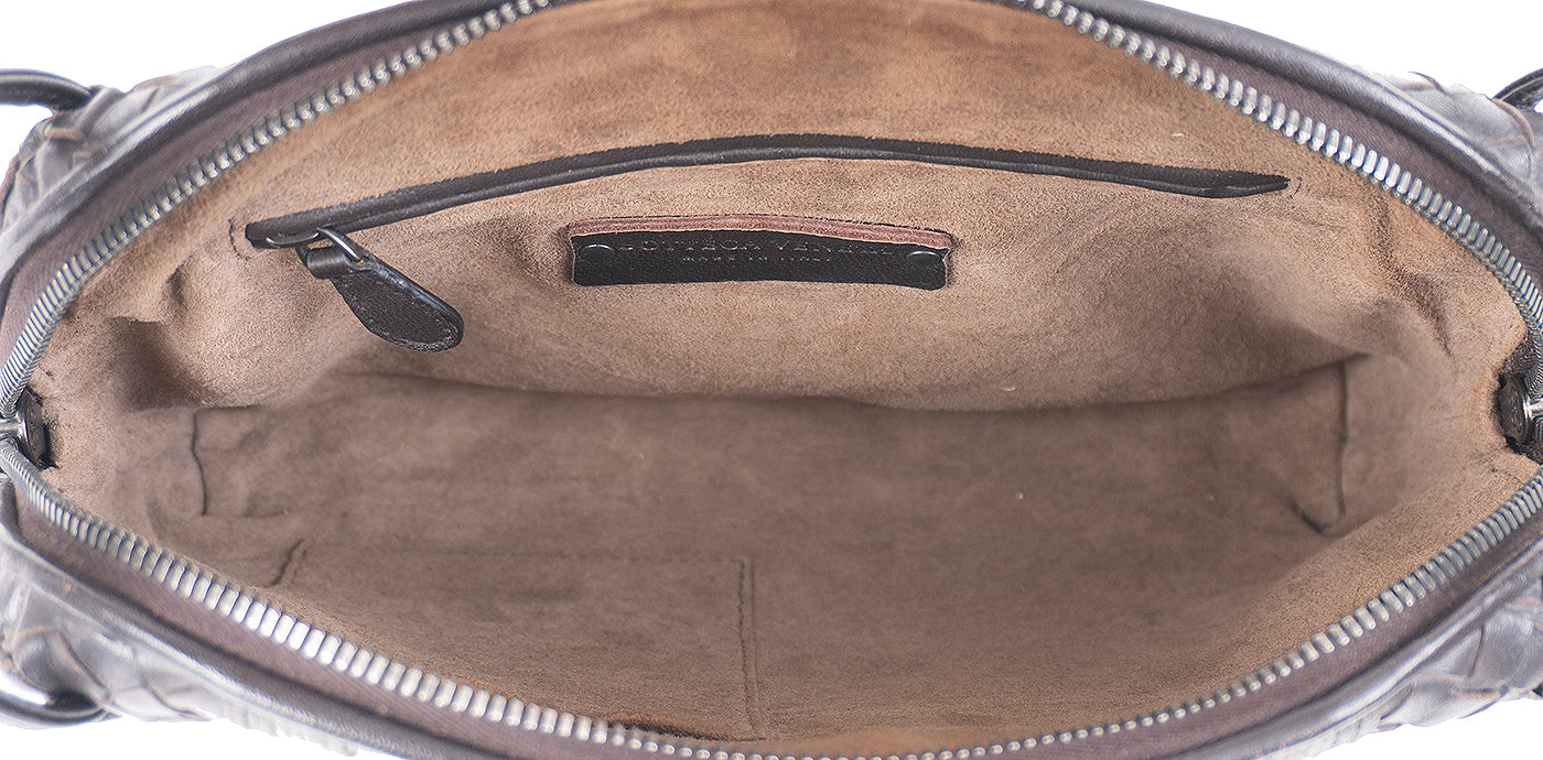 Bottega Veneta Brown Intrecciato Snakeskin Nodini Crossbody Bag