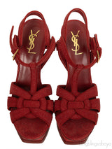 Yves Saint Laurent Red Glitter Finish Tribute Sandals 37.5