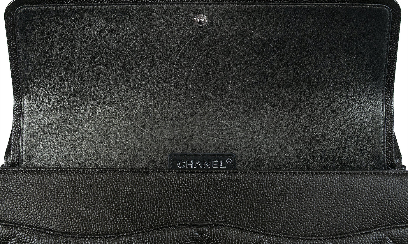 Chanel Charcoal Grey Caviar Jumbo Flap Bag