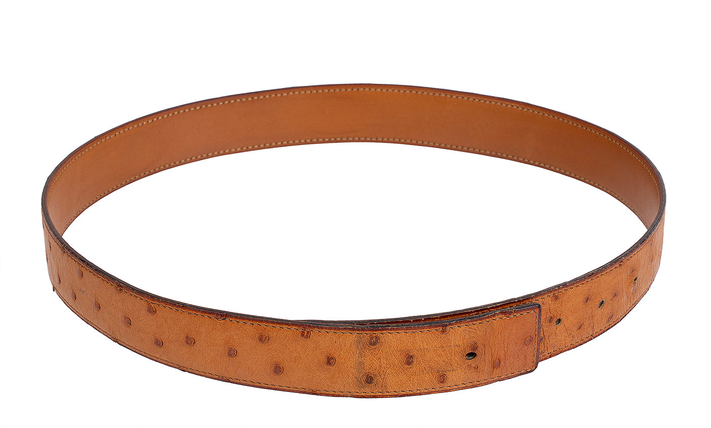 Hermes Vintage Ostrich 32 mm Leather Belt Strap