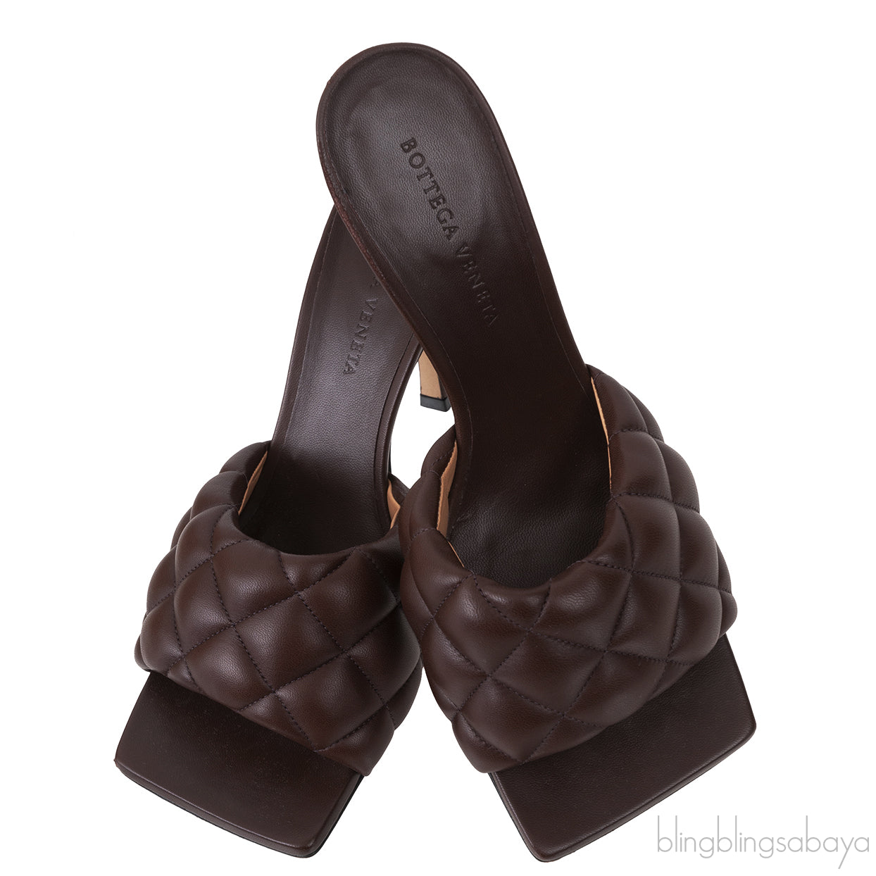 Brown Nappa Quilted Lido Mule Sandals