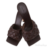 Brown Nappa Quilted Lido Mule Sandals