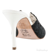 White & Black Crystal Perforated Heels