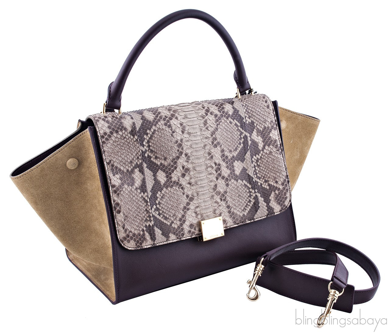 Tri color Python Trapeze Bag