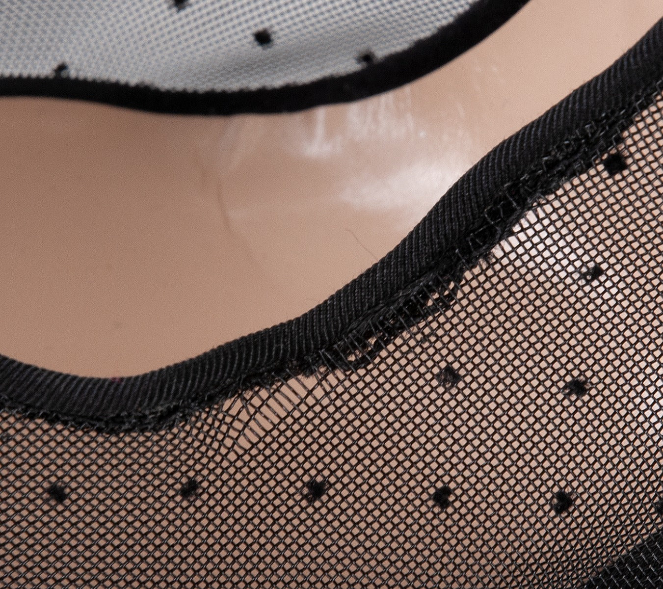 Black Mesh Polkadot Pointed Toe Heels