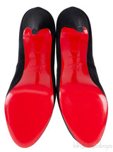 Christian Louboutin Prive Black Satin Peep Toe Pump
