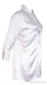 Pearl White Silk Satin Shirt