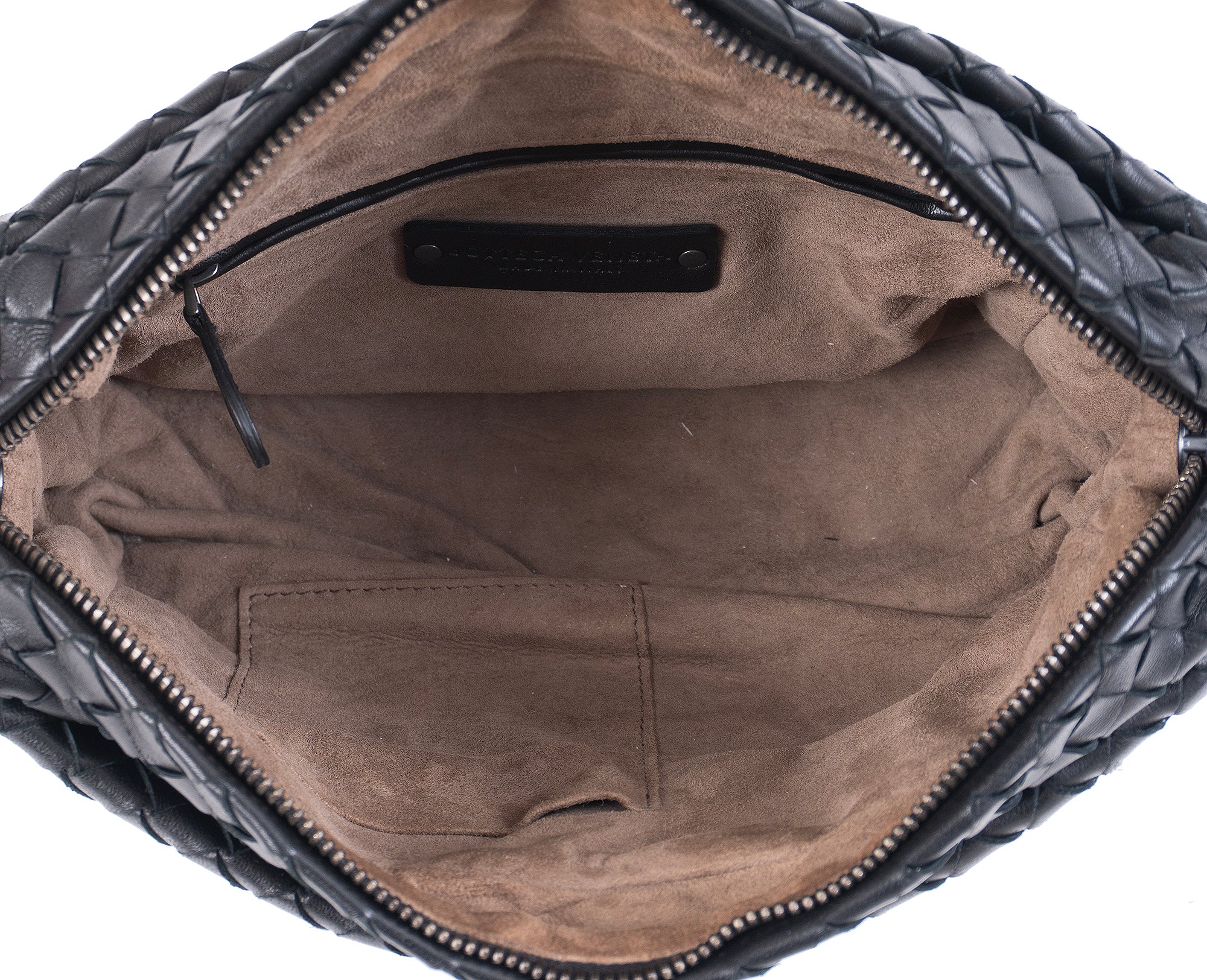 Bottega Veneta Black Intrecciato Seemless Pocket Messenger Bag