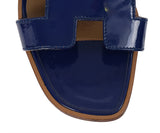 Hermes Royal Blue Patent Leather Oran Sandals 36