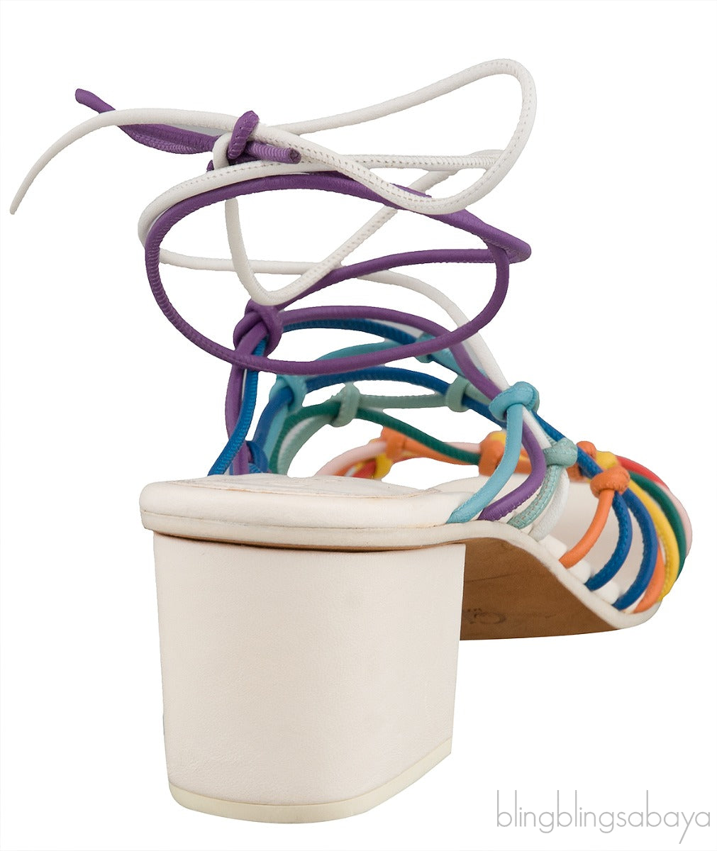 Jamie Multicolor Knotted Ankle-wrap Sandals