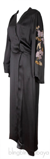 Grey Satin Embroidered Robe