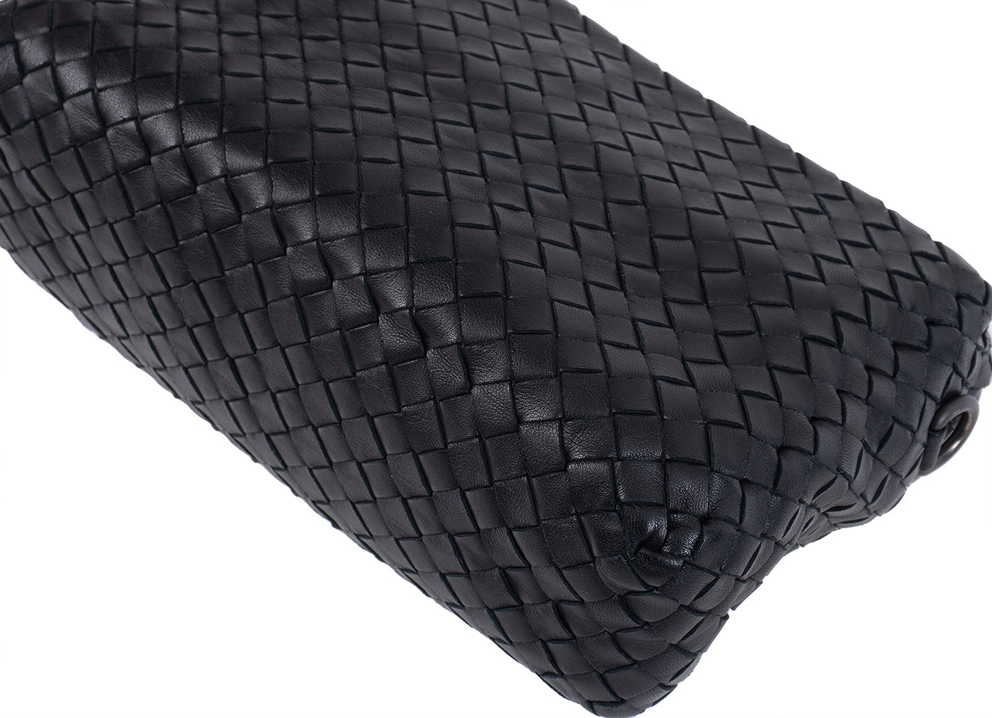 Bottega Veneta Black Intrecciato Seemless Pocket Messenger Bag