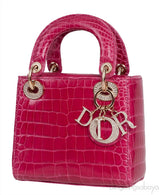 Lady Dior Mini Cherry Sorbet Crocodile GHW