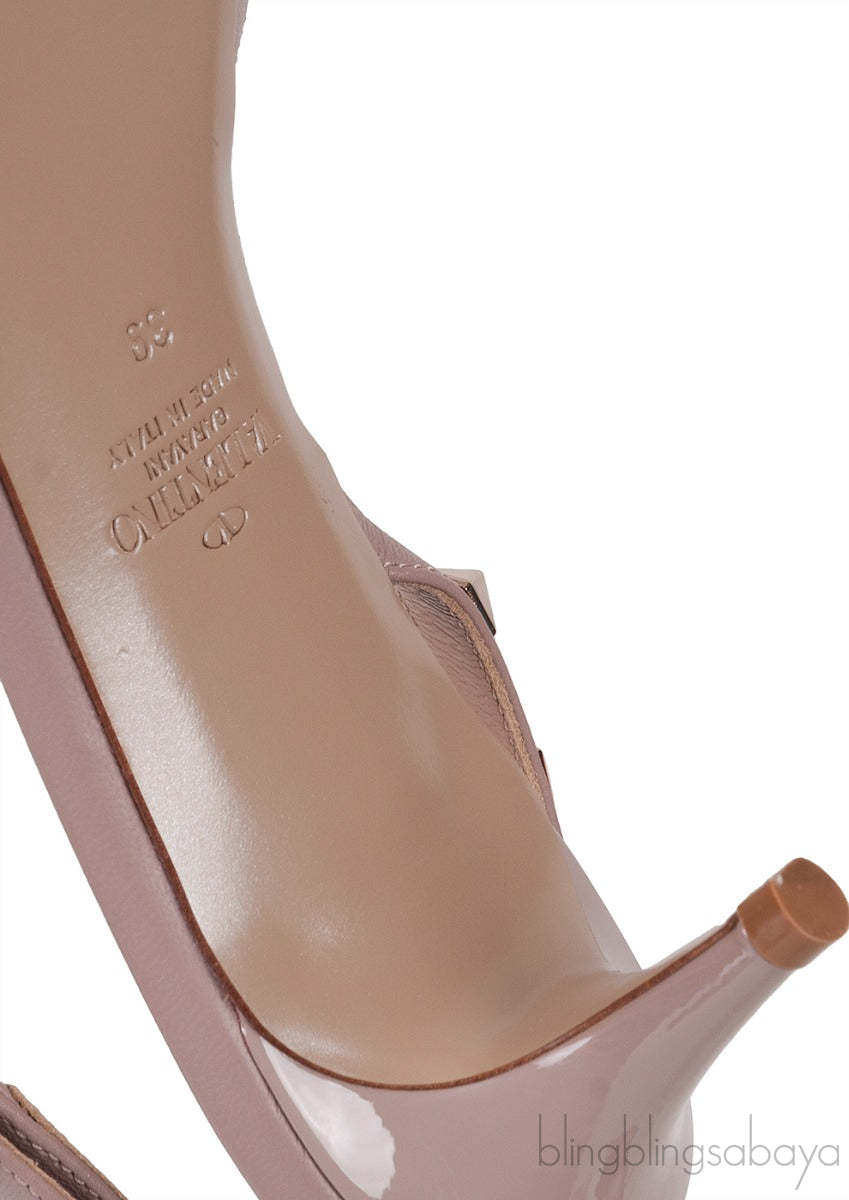 Spike Rockstud Nude Slingback Mini Heels
