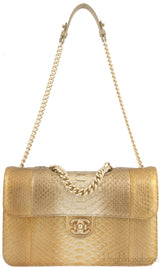 Gold Metallic Python Shoulder Bag
