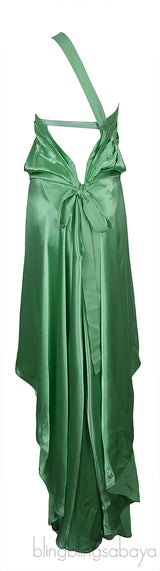 Apple Green Satin One Shoulder Dress