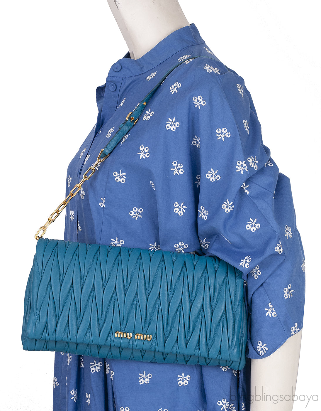 Laguna Matelasse Leather Clutch Shoulder Bag