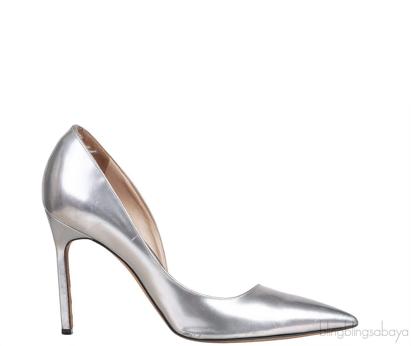 Metallic Silver Pointed Toe Heels