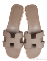 Oran Grey Epsom Slide Sandals