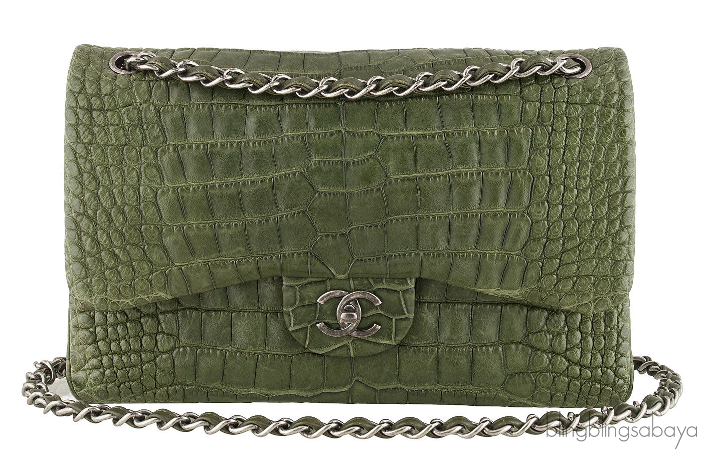 Classic Crocodile Jumbo Flap Bag
