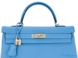 Kelly 35 Blue Turquoise Togo GHW