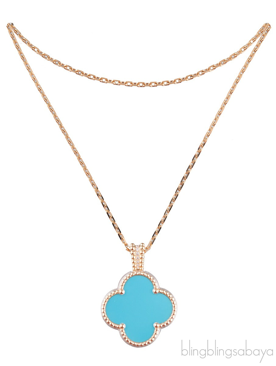 Turquoise Alhambra Secret Pendant Watch