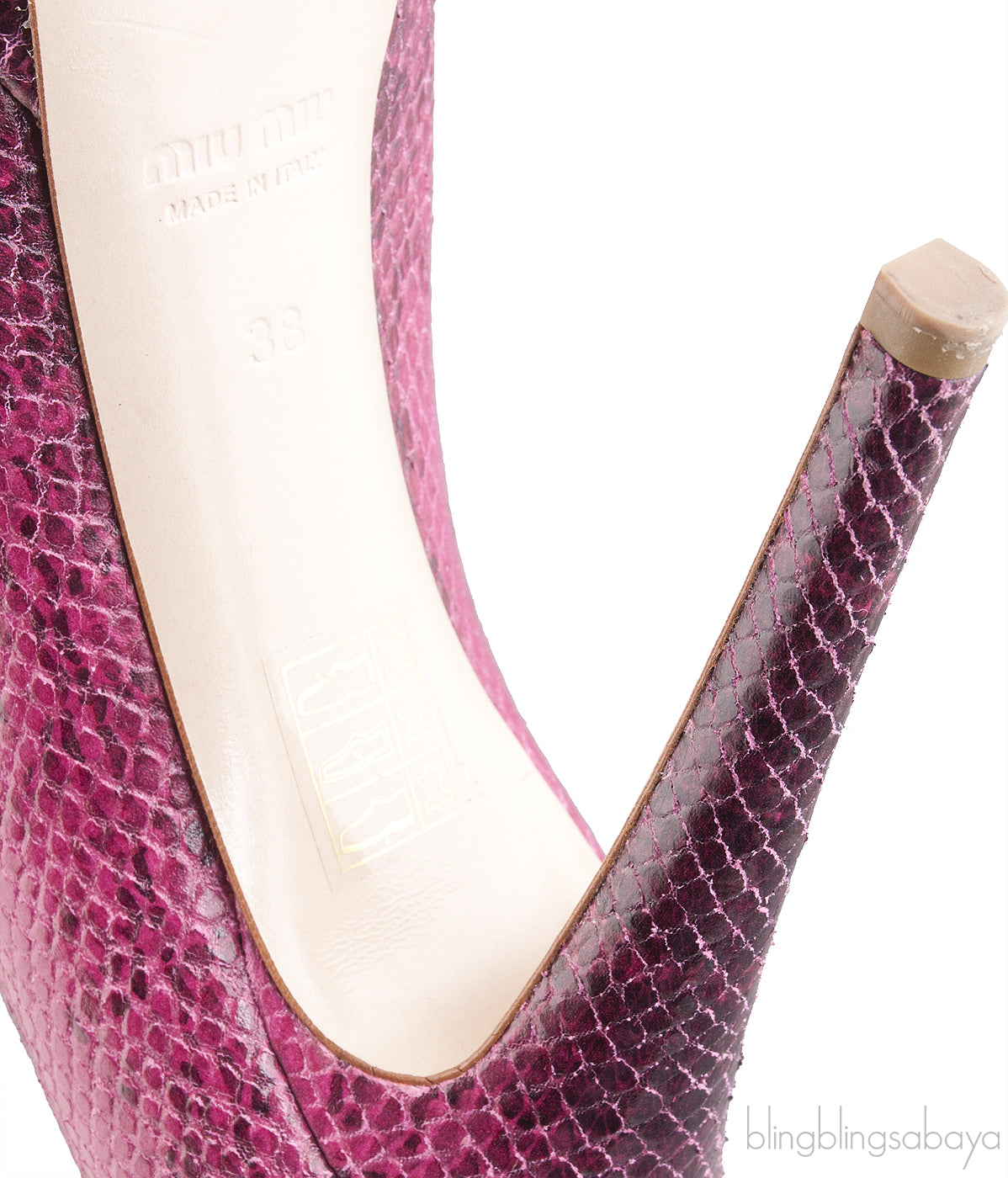 Magenta Snakeskin Peep Toe Pump