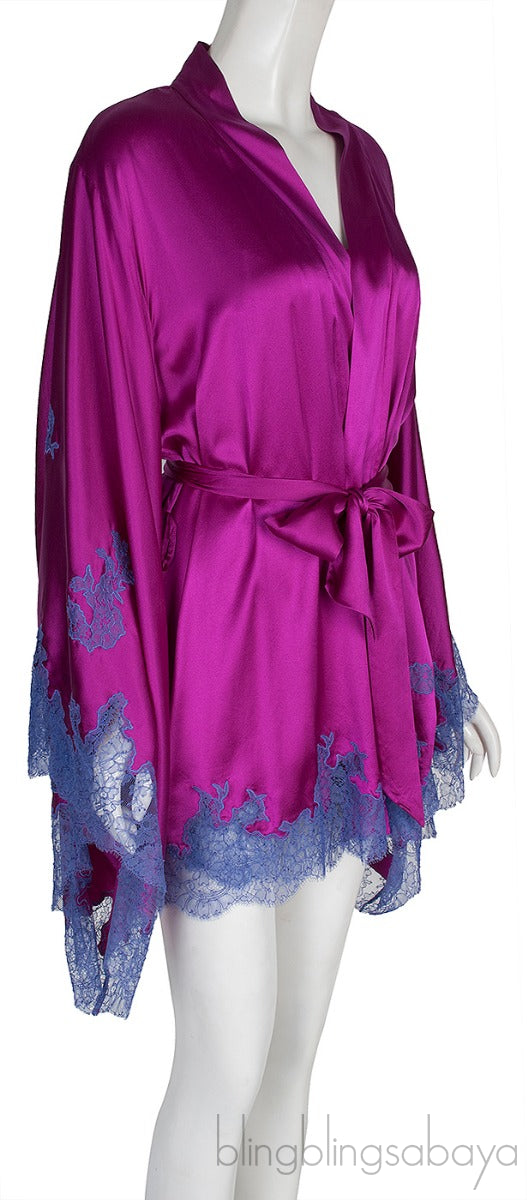 Fuchsia Lace Trimmed Cami Dress & Robe