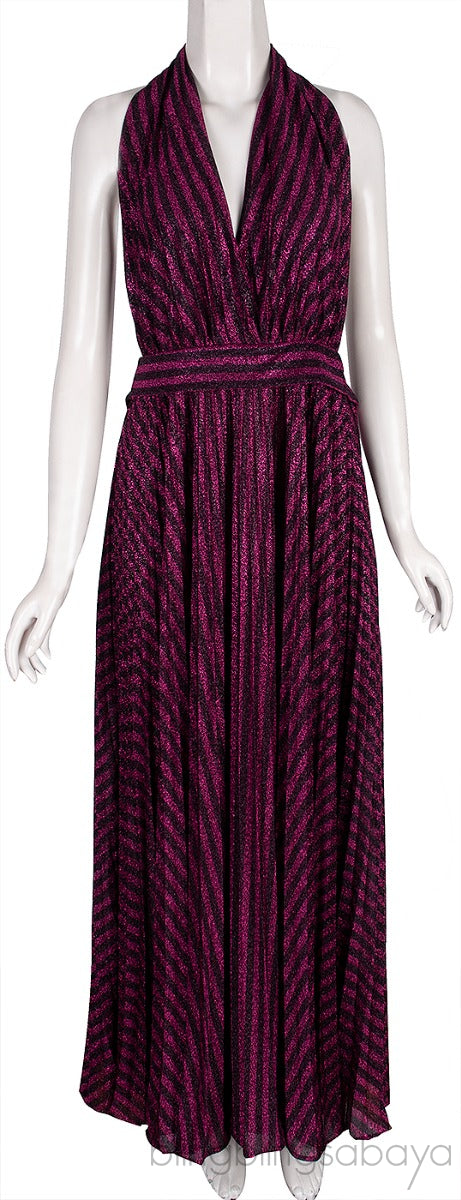 Fuchsia Stripes Halter Dress