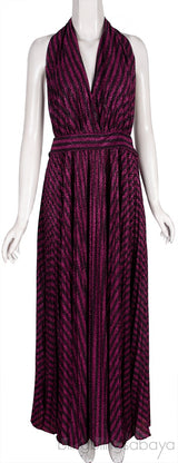 Fuchsia Stripes Halter Dress