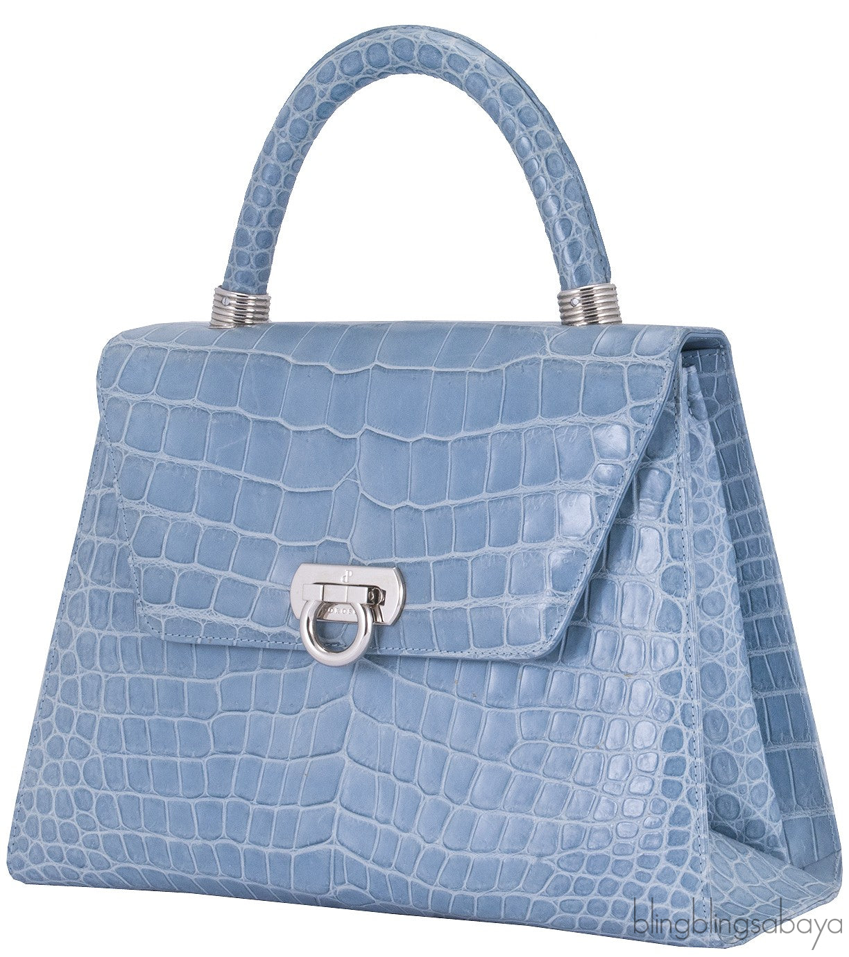 Cesare Furs Blue Gray Crocodile Handbag