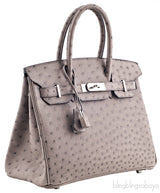Birkin 30 Grey Tourterelle Ostrich