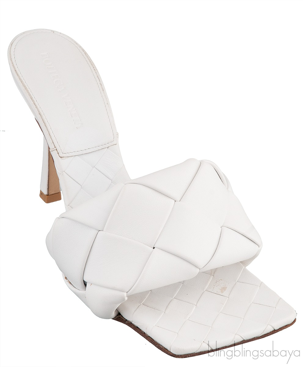 Bottega Veneta White Lido Intrecciato Mules 38