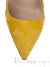 Yellow Suede Pointed Toe Heels