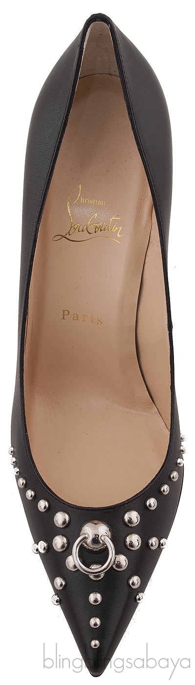 Black Knock Studs Pointed Heels